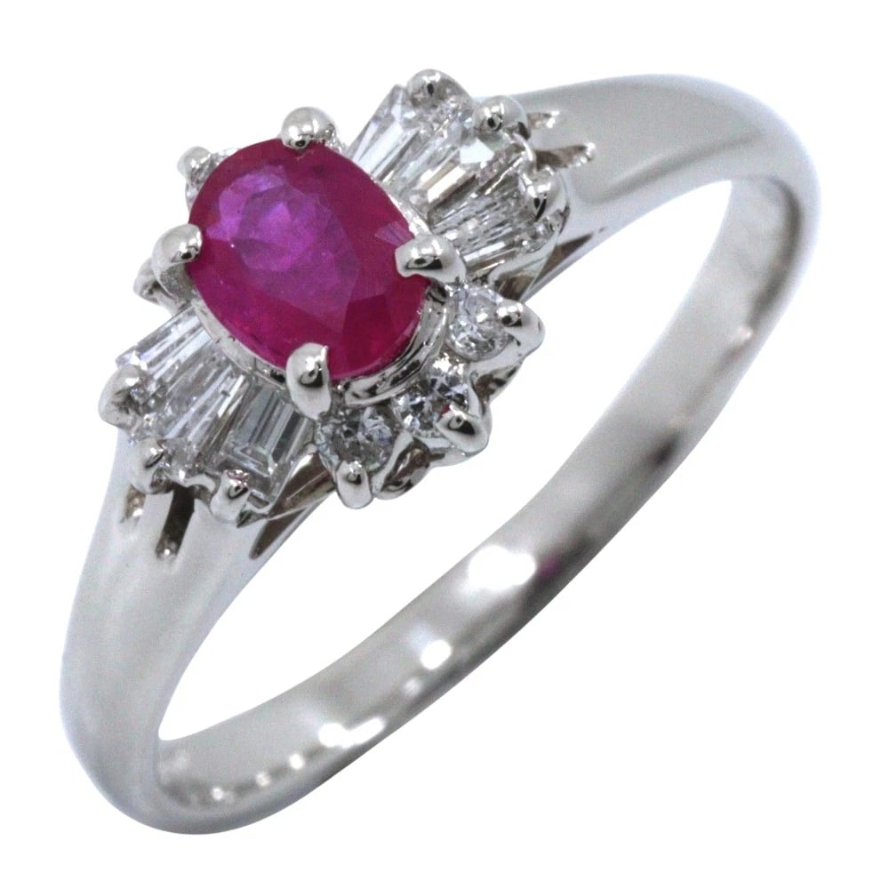 RING PT850PLATINUM/RUBY/DIAMOND: Ring Pt850Platinum/Ruby/diamond Brand: no brand Type/Style: Ring Material: Pt850Platinum, Main Stone Ruby Color: Silver Size: 6.4(US Size) Accessories: None Accessories Notice: When purchasing