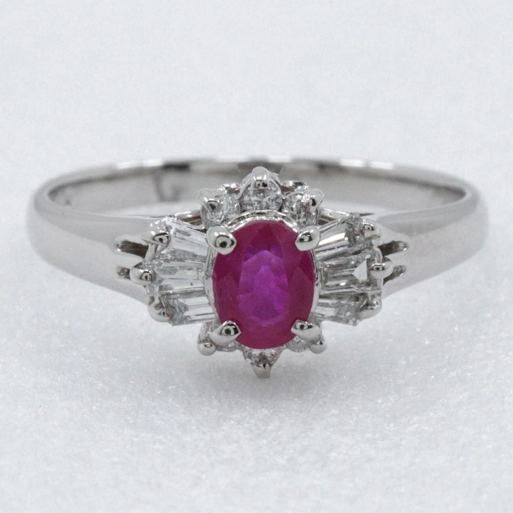 RING PT850PLATINUM/RUBY/DIAMOND - 4