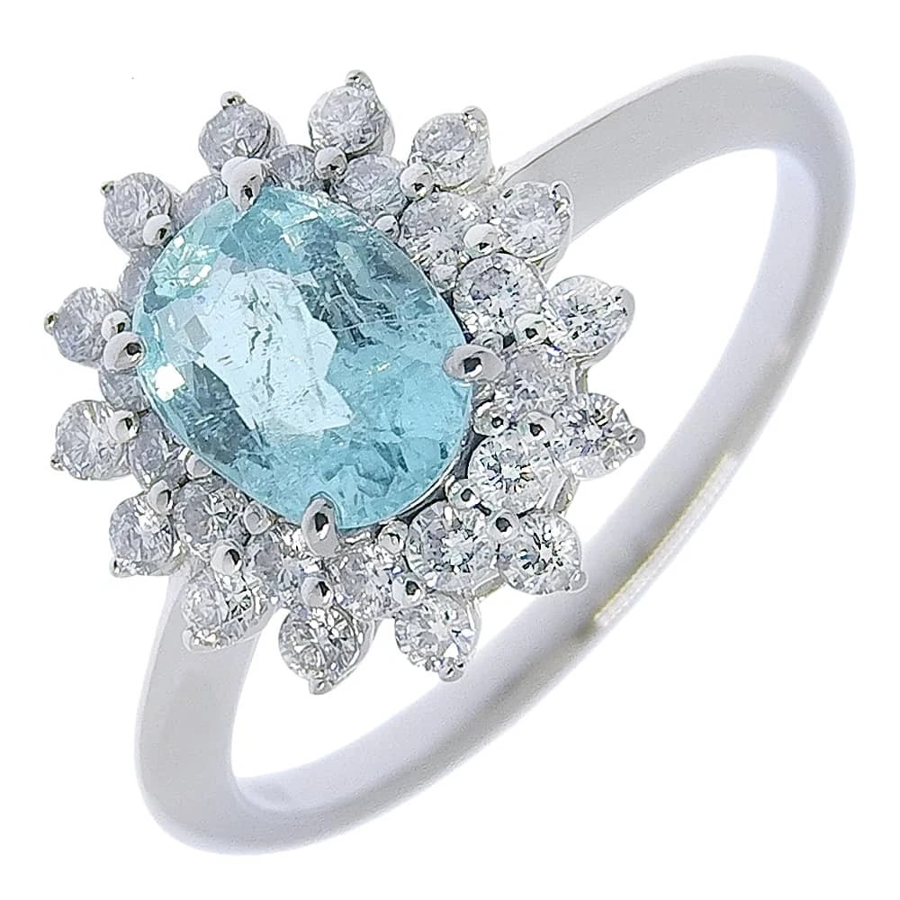 PARAIBA TOURMALINE RING PT900PLATINUM: Paraiba tourmaline Ring Pt900Platinum Brand: no brand Type/Style: Ring Material: Pt900Platinum, Main Stone tourmaline Color: Silver Size: 6.2(US Size) Accessories: None Accessories Notice: When