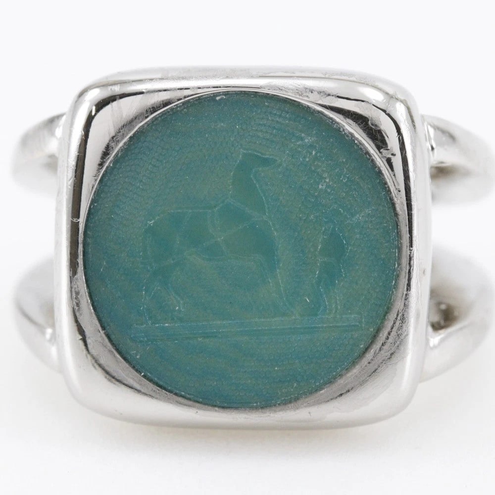 HERMES COROZO RING SILVER/GREEN - 3