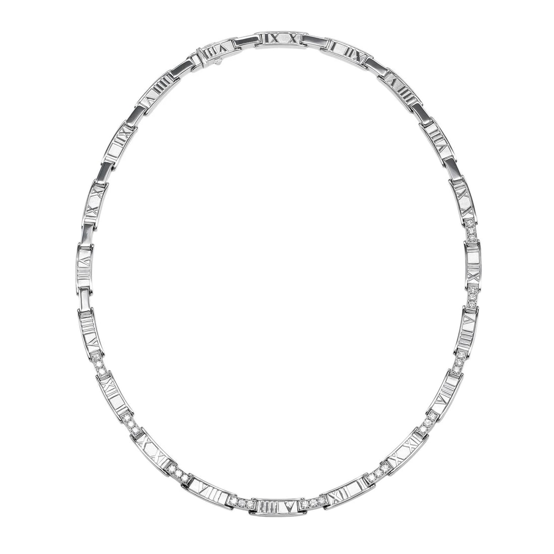 TIFFANY&CO. ATLAS NECKLACE: TIFFANY&Co. Atlas Necklace Brand: TIFFANY&Co. Type/Style: Necklace Material: K18 white gold, Color: Silver Size: Size Remarks? Neck circumference: 16.1" Atlas motif width: 0.2" Accessories: None