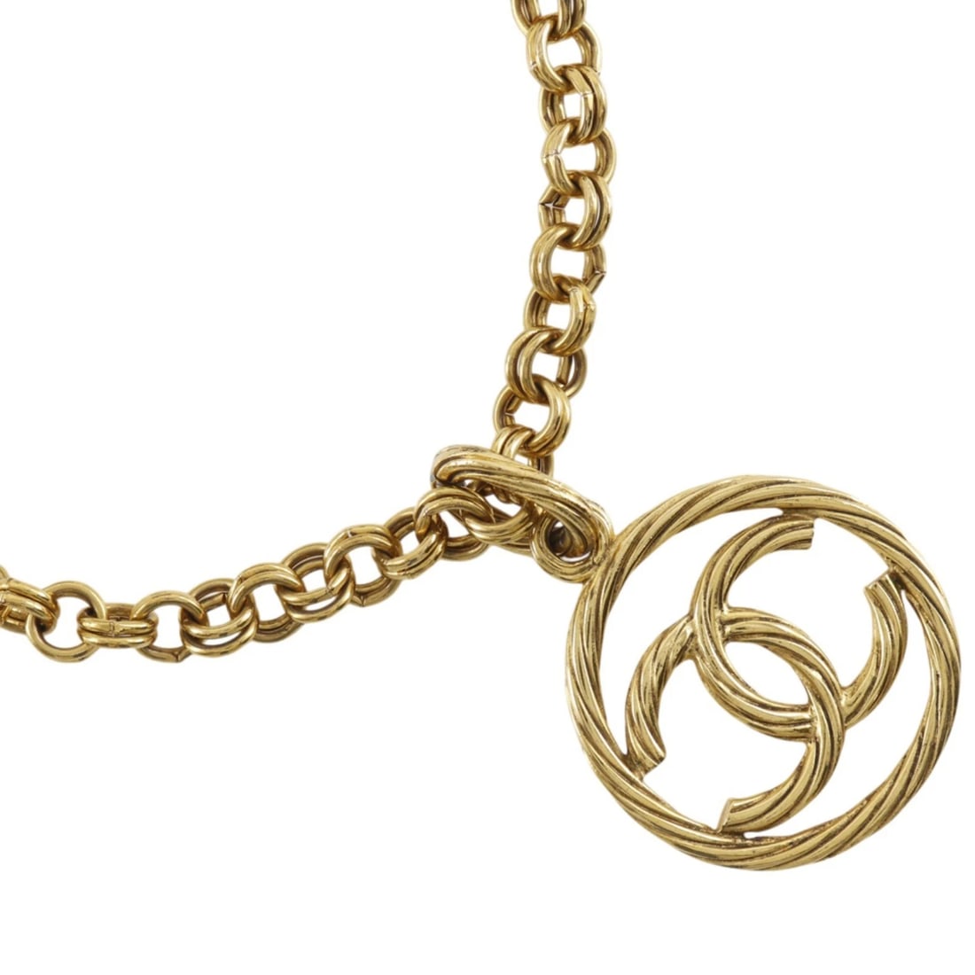 CHANEL COCO MARK NECKLACE: CHANEL COCO Mark Necklace Brand: CHANEL Type/Style: Necklace Material: Plated Gold, Color: Gold Size: Size(CM) Neck around?72cm Top?W44mm x H65mm Accessories: None Accessories Notice: When purchasing