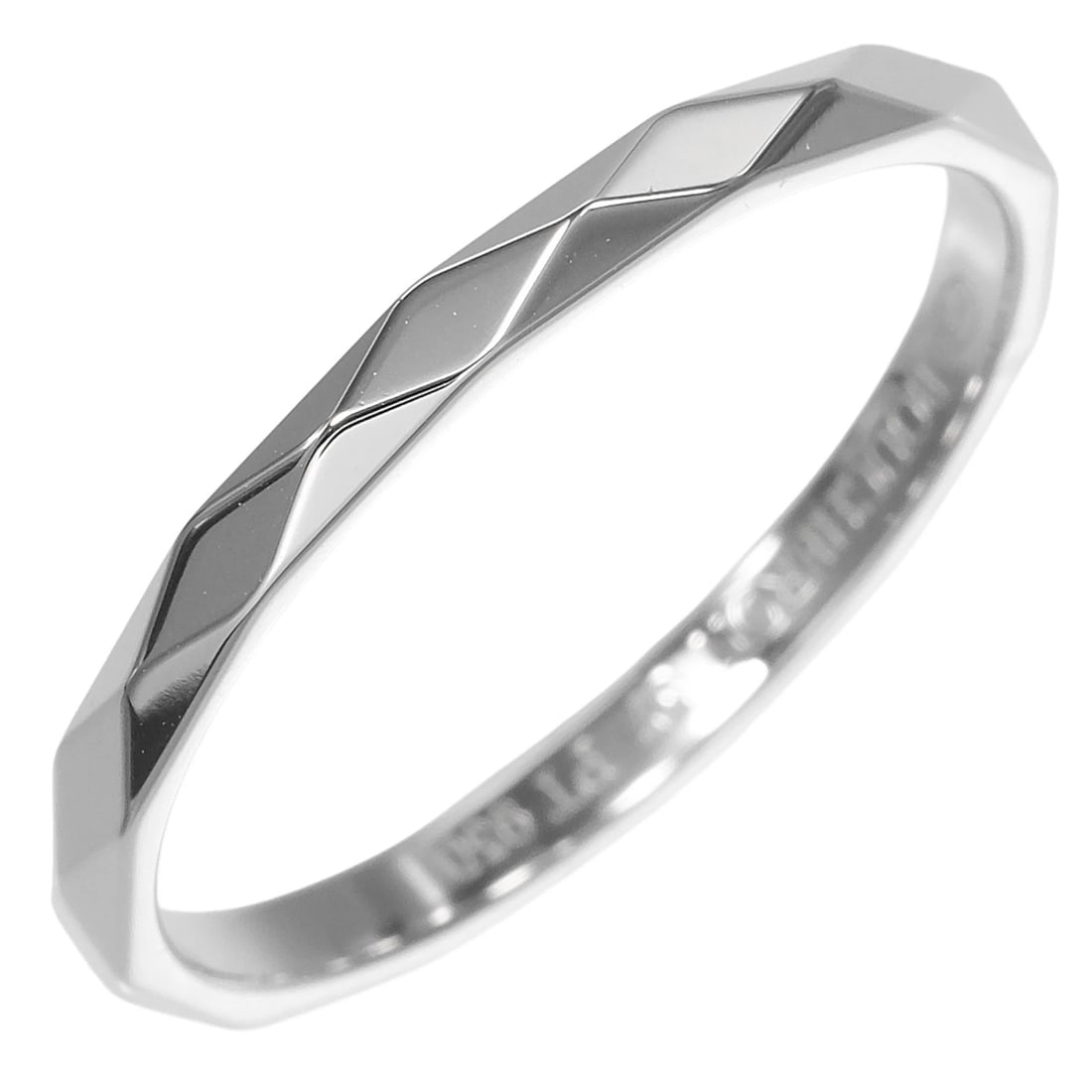 BOUCHERON FACETED SMALL RING: Boucheron Faceted small Ring Brand: Boucheron Type/Style: Ring Material: Pt950Platinum, Color: Silver Size: 7.8(US Size) Accessories: None Accessories Notice: When purchasing pre-owned goods, please