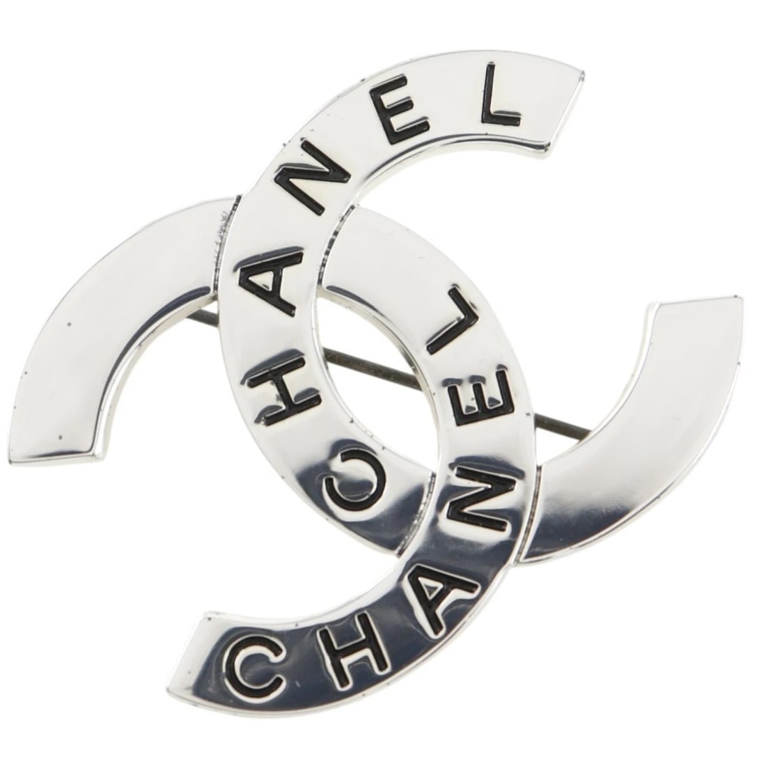 CHANEL COCO MARK LOGO BROOCH: CHANEL COCO Mark logo Brooch Brand: CHANEL Type/Style: Brooch Material: Silver metallic, Color: Silver Size: Size(CM) 35mm x 47mm Accessories: None Accessories Notice: When purchasing pre-owned
