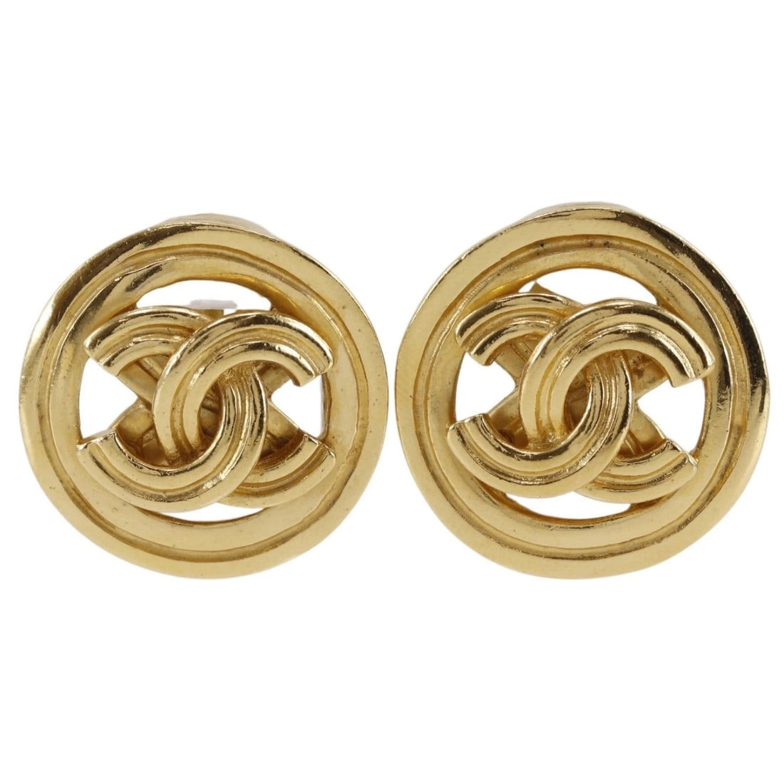 CHANEL COCO MARK EARRING PLATED GOLD: CHANEL COCO Mark Earring Plated Gold Brand: CHANEL Type/Style: Earring Material: Plated Gold, Color: Gold Size: Size(CM) 22mm x 22mm Accessories: None Accessories Notice: When purchasing pre-owned