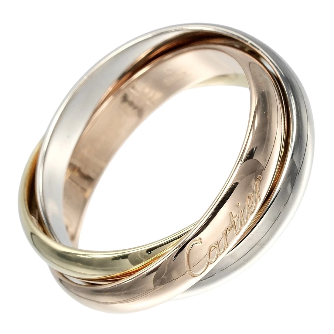 CARTIER TRINITY RING BAND K18 GOLD (YGXPGXWG): CARTIER Trinity Ring band K18 Gold (YGxPGxWG) Brand: CARTIER Type/Style: Ring Material: K18 Gold (YGxPGxWG), Color: YGxPGxWG Size: 6.6(US Size) Accessories: None Accessories Notice: When purchasing