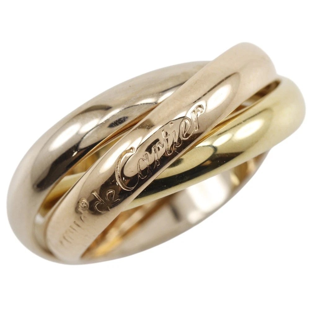 CARTIER TRINITY RING K18 GOLD: CARTIER Trinity Ring K18 Gold Brand: CARTIER Type/Style: Ring Material: K18 Gold (YGxPGxWG), Color: YGxPGxWG Size: 4.3(US Size) Accessories: None Accessories Notice: When purchasing pre-owned goods,