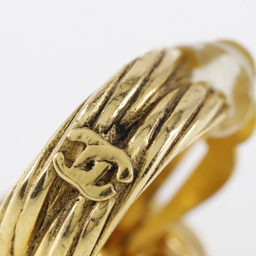 CHANEL COCO MARK EARRING LOOP PLATED GOLD - 2