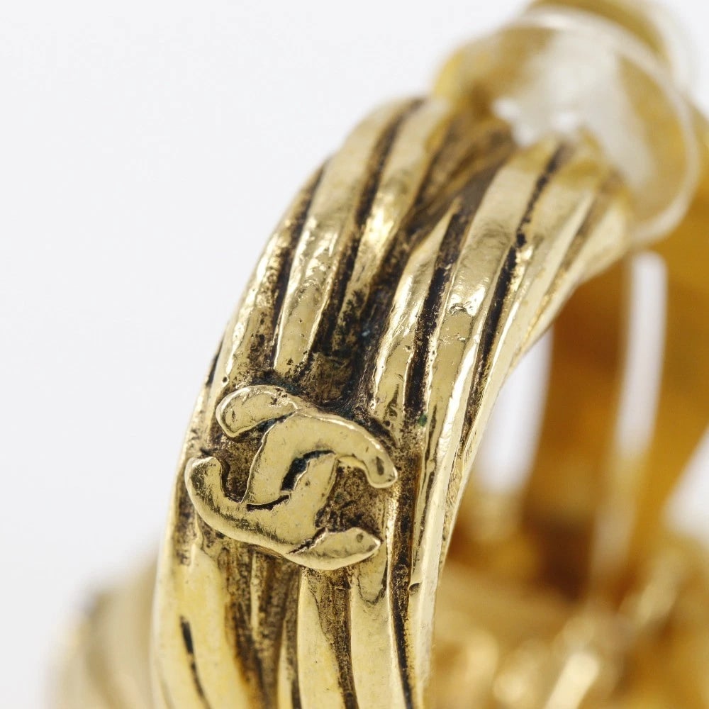 CHANEL COCO MARK EARRING LOOP PLATED GOLD - 3
