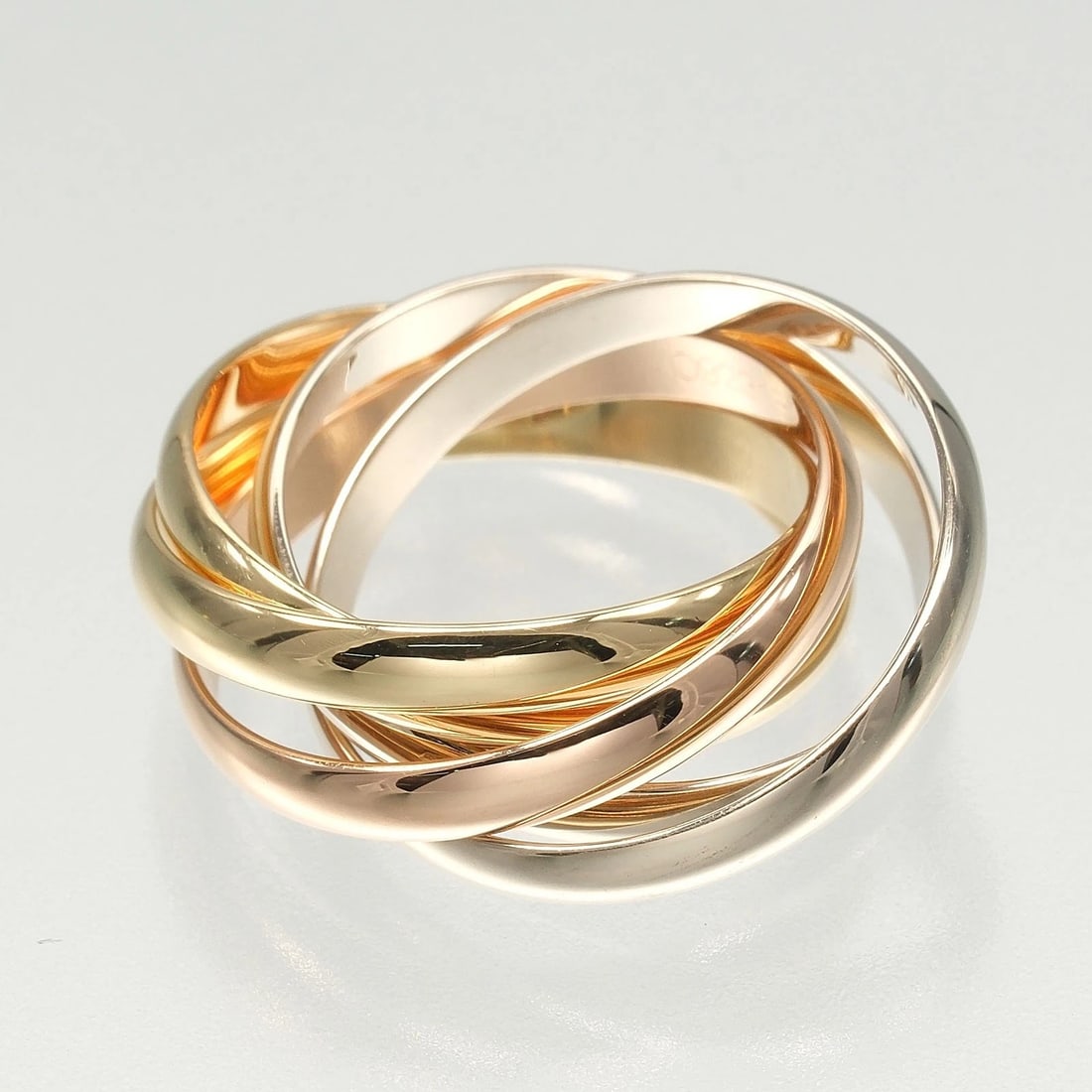 CARTIER TRINITY STATIONS RING: CARTIER Trinity stations Ring Brand: CARTIER Type/Style: Ring Material: K18 Gold (YGxPGxWG), Color: YGxPGxWG Size: 5.6(US Size Accessories: None Accessories Notice: When purchasing pre-owned goods,