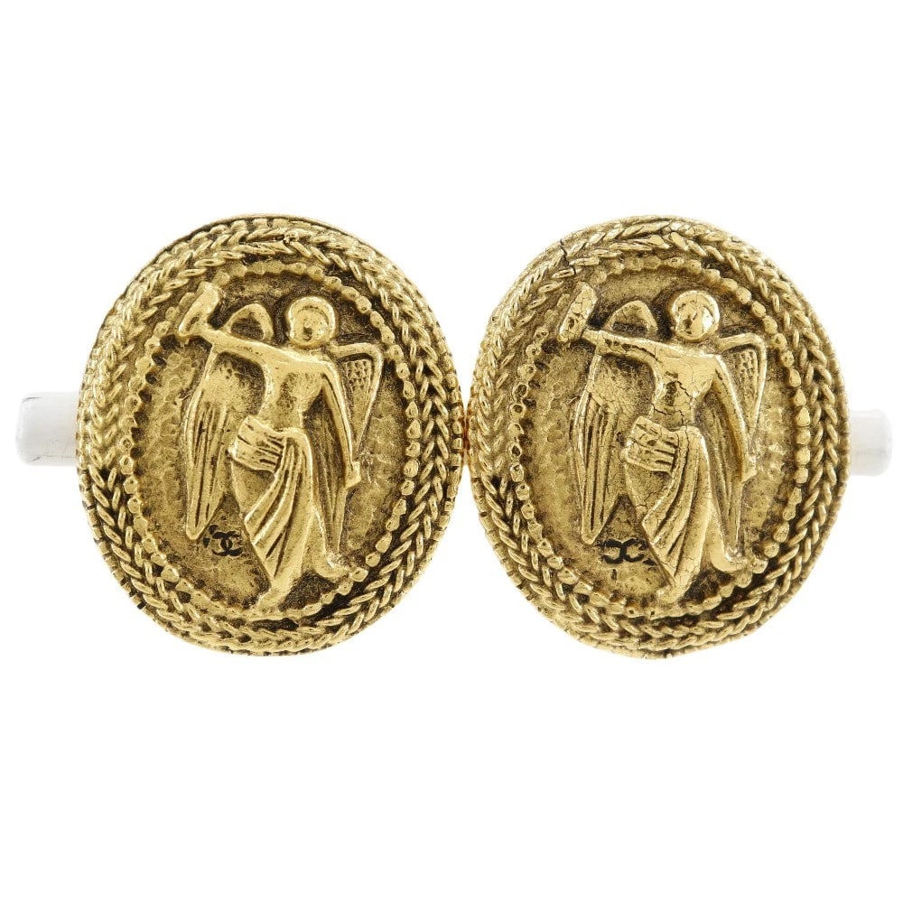 CHANEL ANGEL EARRING COCO MARK: CHANEL Angel Earring COCO Mark Brand: CHANEL Type/Style: Earring Material: Plated Gold, Color: Gold Size: Size(CM) 30mm x 26mm Accessories: None Accessories Notice: When purchasing pre-owned goods,