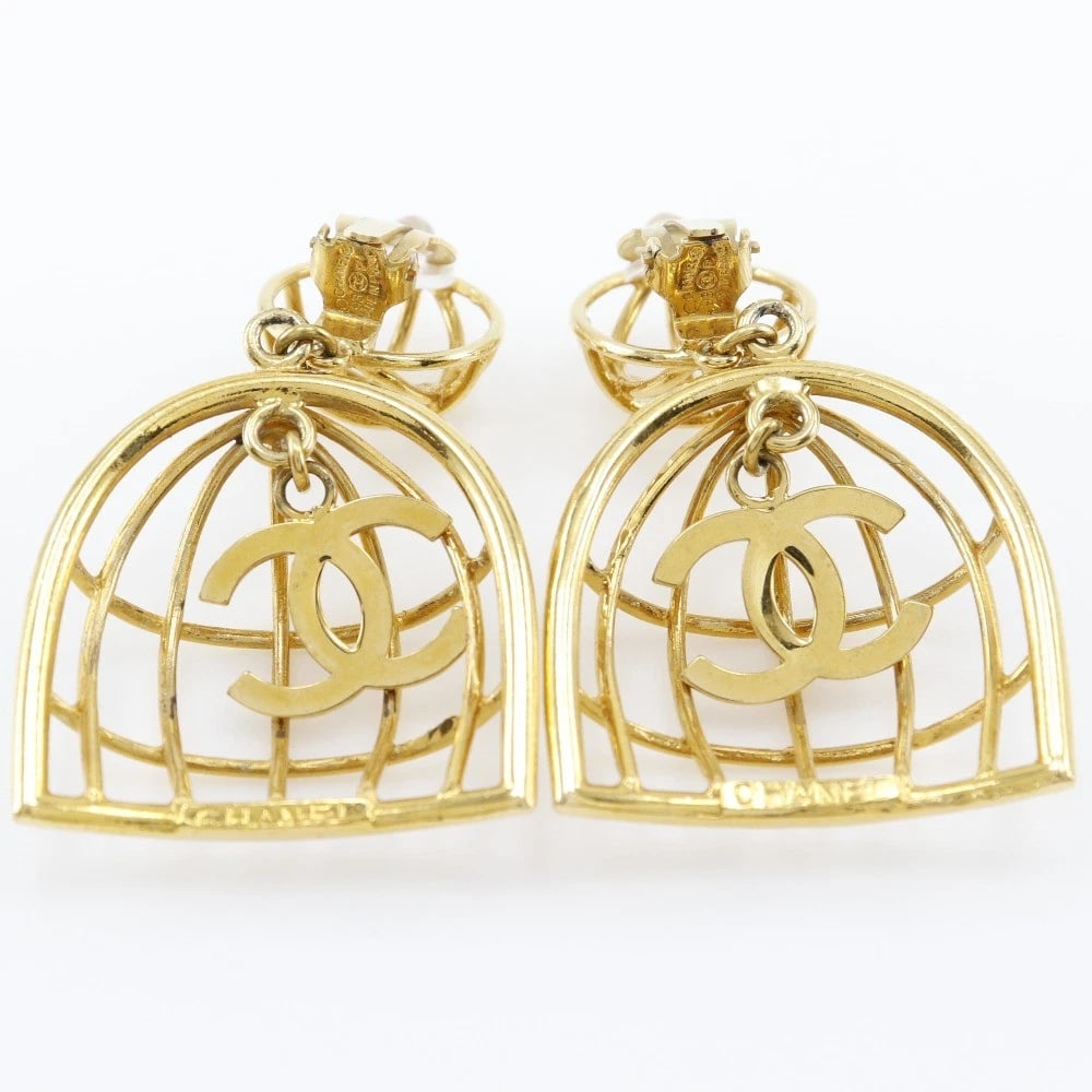 CHANEL BIRD CAGE EARRING PLATED (1 of 3)