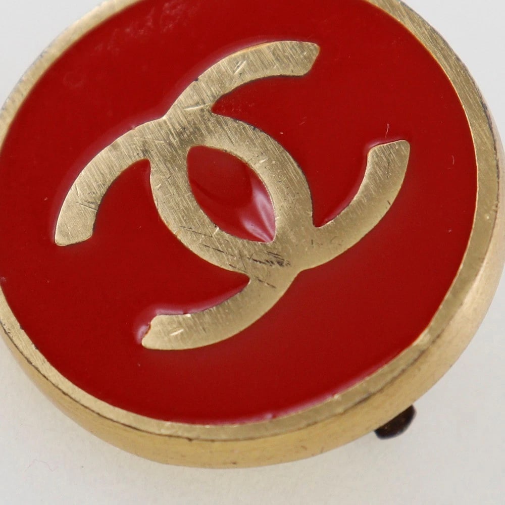 CHANEL COCO MARK EARRING RED PLATED GOLD: CHANEL COCO Mark Earring Red Plated Gold Brand: CHANEL Type/Style: Earring Material: Plated Gold, Color: Gold Size: Size(CM) 22mm x 22mm Accessories: None Accessories Notice: When purchasing