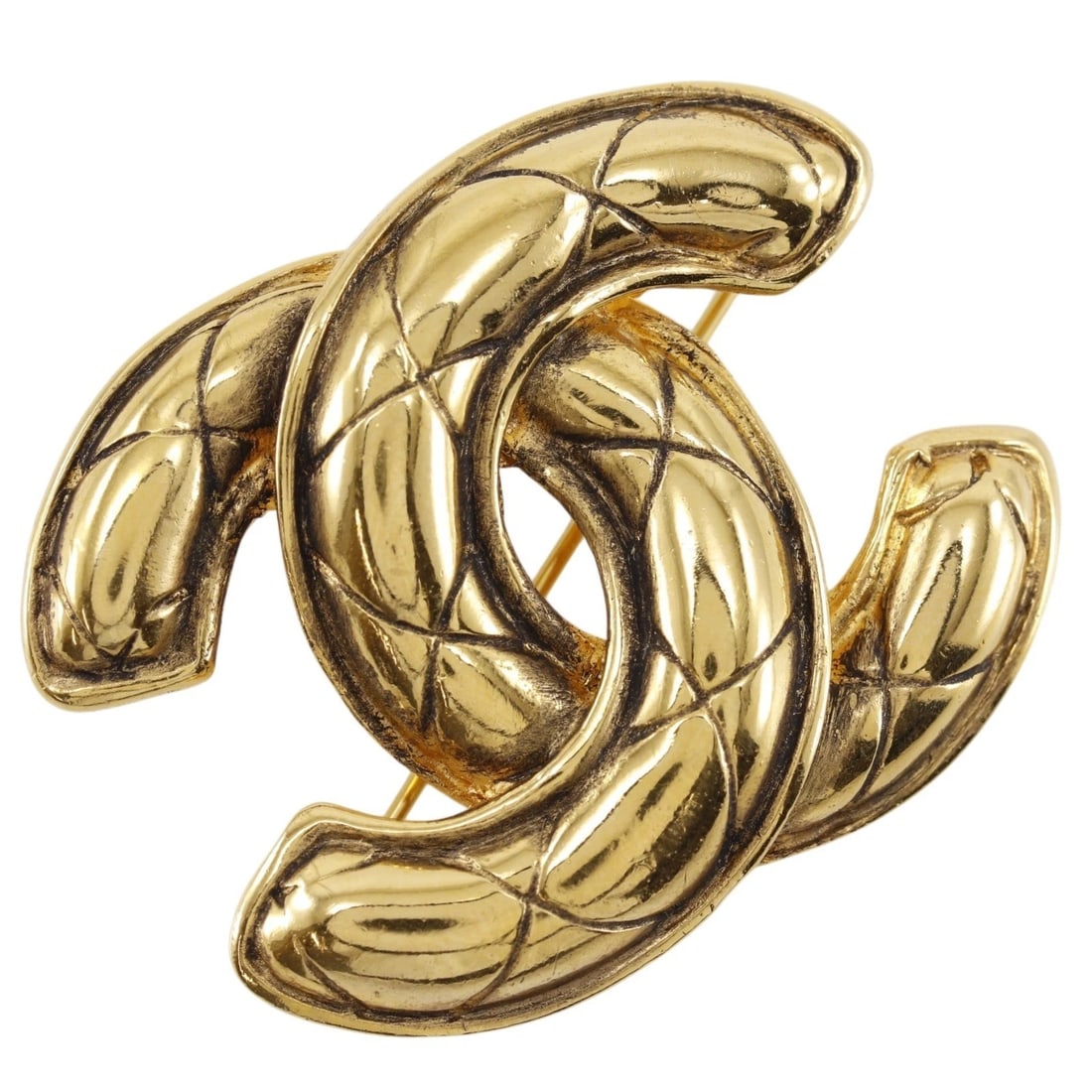 CHANEL COCO MARK BROOCH MATELASSE: CHANEL COCO Mark Brooch Matelasse Brand: CHANEL Type/Style: Brooch Material: Plated Gold, Color: Gold Size: Size(CM) 36mm x 45mm Accessories: None Accessories Notice: When purchasing pre-owned goods,