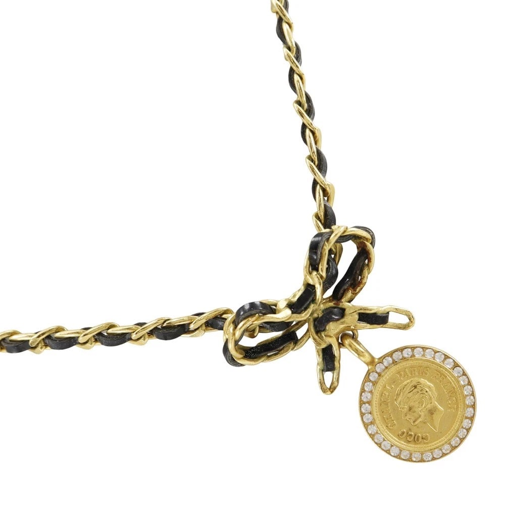CHANEL COIN RIBBON NECKLACE: CHANEL coin ribbon Necklace Brand: CHANEL Type/Style: Necklace Material: Plated Gold, Color: gold Size: Size(CM) Neck around?34.0cm Top?W22mm x H30mm Accessories: None Accessories Notice: When