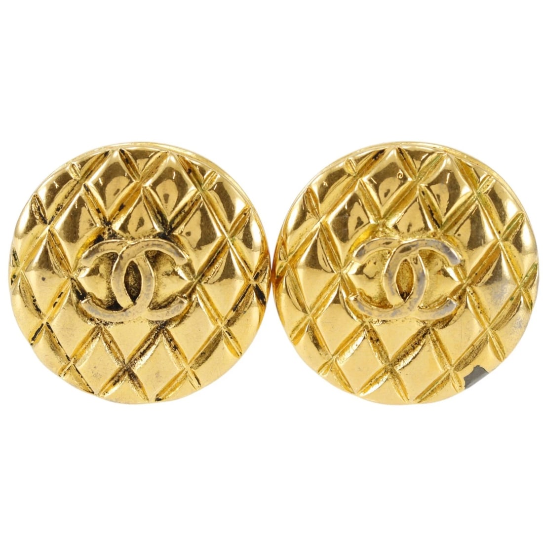 CHANEL COCO MARK MATELASSE EARRING: CHANEL COCO Mark Matelasse Earring Brand: CHANEL Type/Style: Earring Material: Plated Gold, Color: Gold Size: Size(CM) 30mm x 30mm Accessories: None Accessories Notice: When purchasing pre-owned