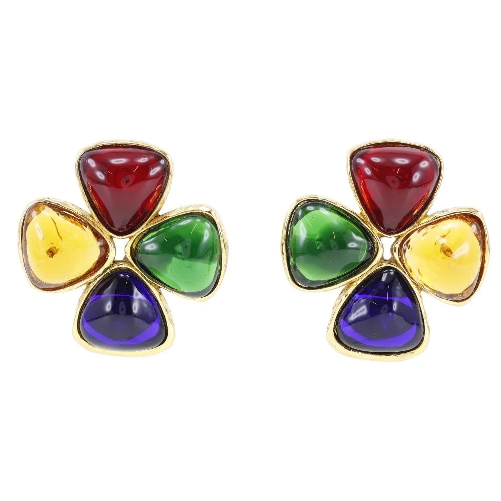CHANEL GRIPOA EARRING: CHANEL Gripoa Earring Brand: CHANEL Type/Style: Earring Material: Plated Gold, Color: multicolor Size: Size(CM) 44mm x 41mm Accessories: None Accessories Notice: When purchasing pre-owned goods,