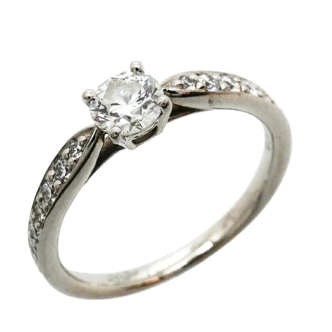 TIFFANY & CO. HARMONY RING, PT950 PLATINUM, DIAMOND: Tiffany & Co. Harmony Ring, Pt950 Platinum, Diamond Brand: Tiffany Type/Style: Band ring Material: Platinum 950, Main Stone Natural Color: None Size: US 3.5 Accessories: None Accessories Notice: When