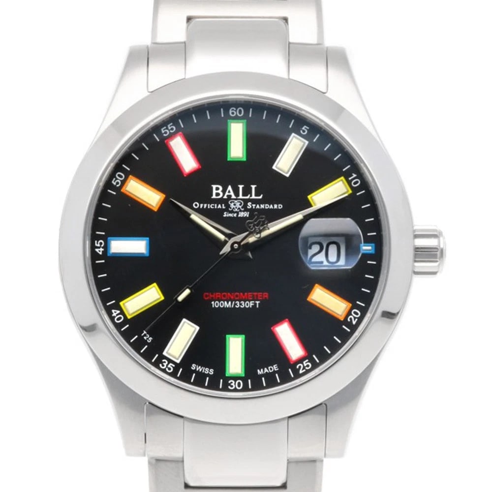 BALL WATCH MARVELITE CHRONOMETER STAINLESS STEEL WATCH: BALL WATCH Marvelite Chronometer Stainless Steel Watch Brand: BALL WATCH Type/Style: Wristwatch Material: Stainless Steel Color: Silver / black Size: Case Diameter:40.0mm Band Length:7.5inch / 19.0cm 
