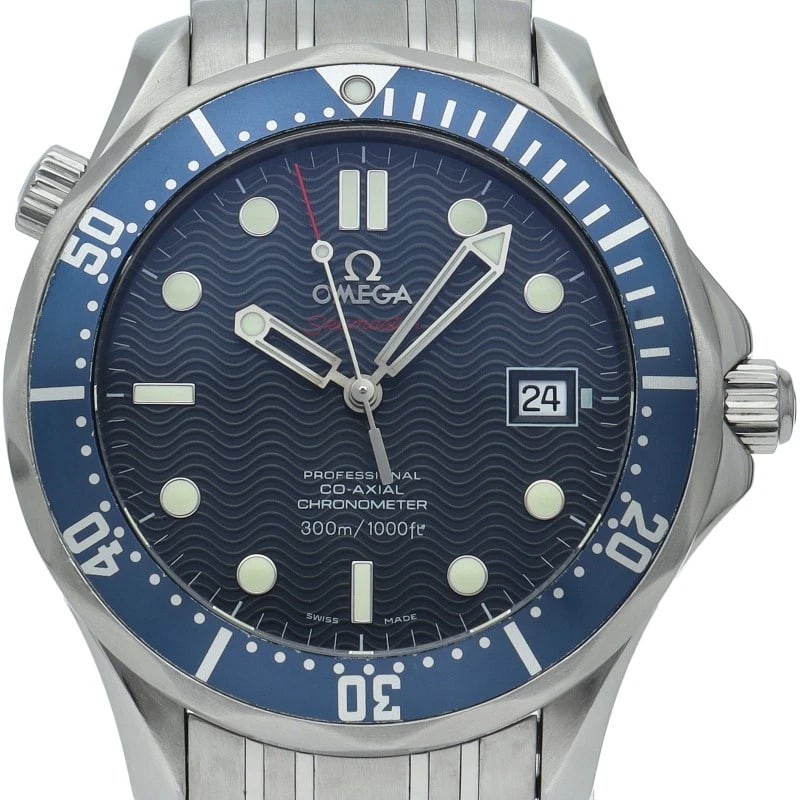 OMEGA SEAMASTER DIVER CO-AXIAL STAINLESS STEEL WATCH: OMEGA Seamaster Diver Co-Axial Stainless Steel Watch Brand: OMEGA Type/Style: Wristwatch Material: Band Material Stainless steel, Case Material Stainless steel Color: Dial Color blue Size: Case Diamet