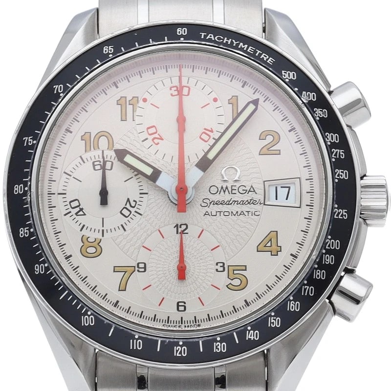 OMEGA SPEEDMASTER MARK 40 CHRONOGRAPH STAINLESS STEEL WATCH: OMEGA Speedmaster Mark 40 Chronograph Stainless Steel Watch Brand: OMEGA Type/Style: Wristwatch Material: Band Material Stainless steel, Case Material Stainless steel Color: Dial Color white Size: Cas