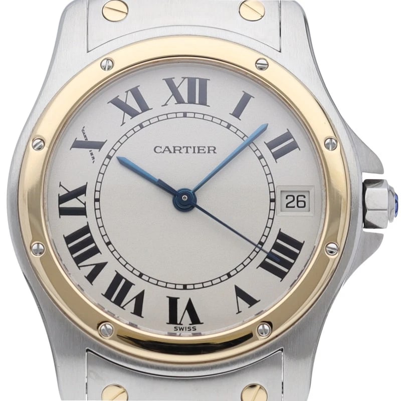 CARTIER SANTOS COUGAR LM AUTOMATIC WATCH K18YG/STAINLESS STEEL WATCH: CARTIER Santos Cougar LM Automatic Watch K18YG/Stainless Steel Watch Brand: CARTIER Type/Style: Wristwatch Material: Band Material Gold / steel, Case Material Gold / steel Color: Dial Color Ivory Size