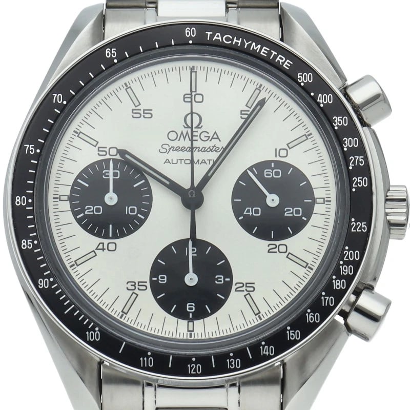 OMEGA SPEEDMASTER AUTOMATIC PANDA DIAL STAINLESS STEEL WATCH: OMEGA Speedmaster Automatic Panda Dial Stainless Steel Watch Brand: OMEGA Type/Style: Wristwatch Material: Band Material Stainless steel, Case Material Stainless steel Color: Dial Color none Size: Cas