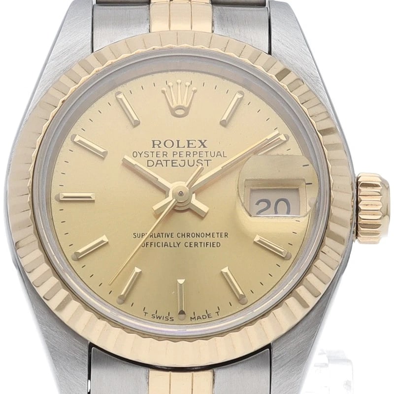 ROLEX DATEJUST K18YG/STAINLESS STEEL WATCH: ROLEx datejust K18YG/Stainless Steel Watch Brand: ROLEx Type/Style: Wristwatch Material: Band Material Gold / steel, Case Material Gold / steel Color: Dial Color Champagne color Size: Case Diameter(H)