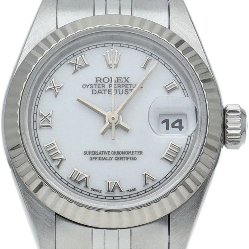 ROLEX DATEJUST K18WG/STAINLESS STEEL WHITE WATCH: ROLEx datejust K18WG/Stainless Steel white Watch Brand: ROLEx Type/Style: Wristwatch Material: Band Material Stainless steel, Case Material Gold / steel Color: Dial Color white Size: Case