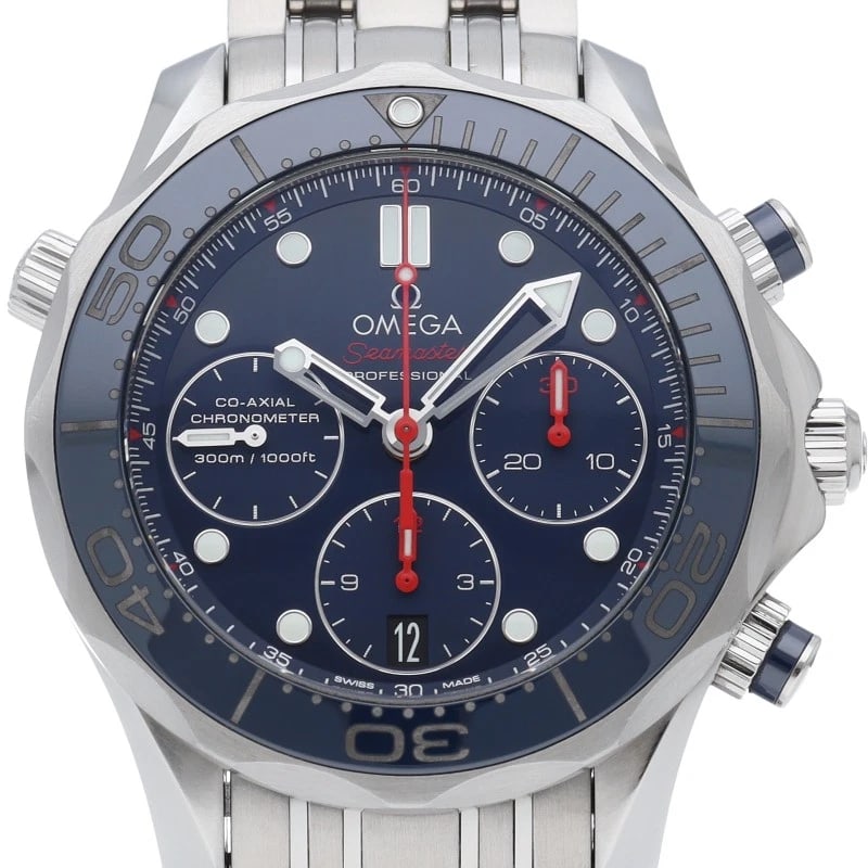 OMEGA SEAMASTER DIVER CO-AXIAL CHRONOGRAPH WATCH: OMEGA Seamaster Diver Co-Axial Chronograph Watch Brand: OMEGA Type/Style: Wristwatch Material: Band Material Stainless steel, Case Material Stainless steel Color: Dial Color black Size: Case