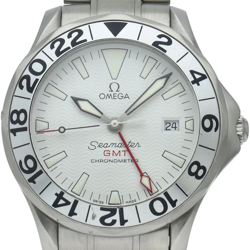 OMEGA SEAMASTER GMT AUTOMATIC STAINLESS STEEL WATCH: OMEGA Seamaster GMT Automatic Stainless Steel Watch Brand: OMEGA Type/Style: Wristwatch Material: Band Material Stainless steel, Case Material Stainless steel Color: Dial Color white Size: Case Diamet
