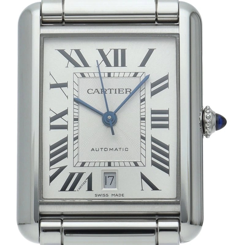 CARTIER TANKMAST WATCH AUTOMATIC STAINLESS STEEL WATCH: CARTIER Tankmast Watch Automatic Stainless Steel Watch Brand: CARTIER Type/Style: Wristwatch Material: Band Material Stainless steel, Case Material Stainless steel Color: Dial Color Silver Size: Case