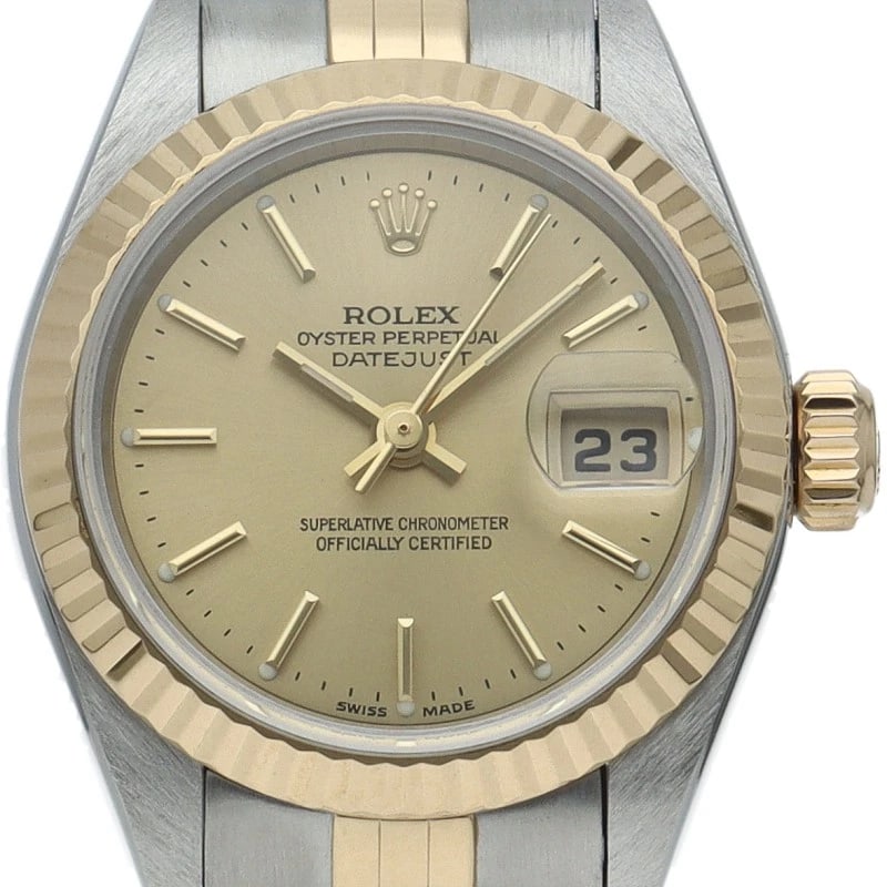 ROLEX DATEJUST K18YG/STAINLESS STEEL WATCH: ROLEx datejust K18YG/Stainless Steel Watch Brand: ROLEx Type/Style: Wristwatch Material: Band Material Gold / steel, Case Material Gold / steel Color: Dial Color Champagne color Size: Case Diameter(H)