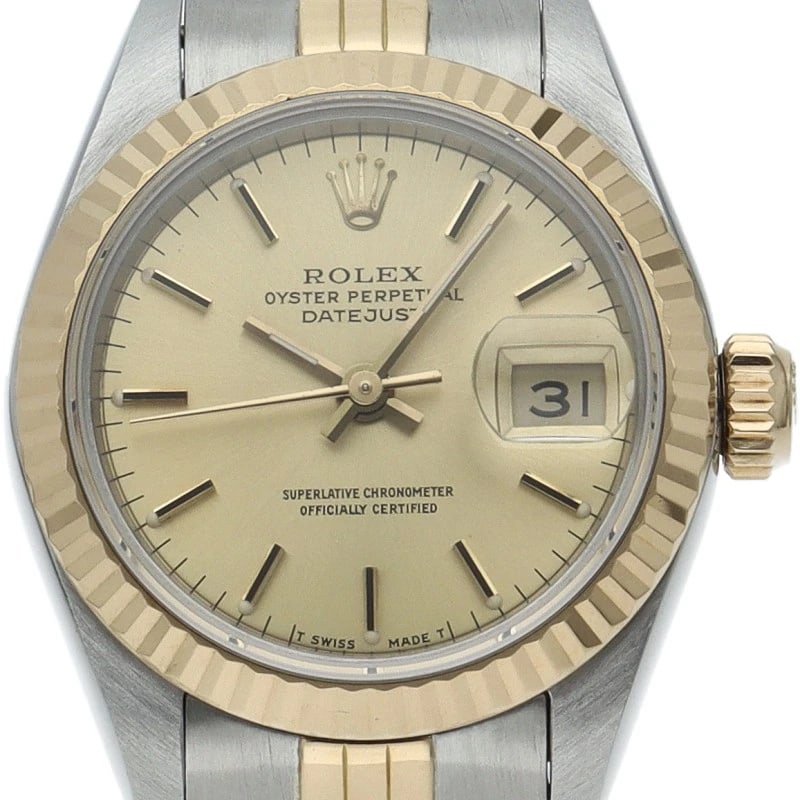 ROLEX DATEJUST K18YG/STAINLESS STEEL WATCH: ROLEx datejust K18YG/Stainless Steel Watch Brand: ROLEx Type/Style: Wristwatch Material: Band Material Gold / steel, Case Material Gold / steel Color: Dial Color Champagne color Size: Case Diameter(H)