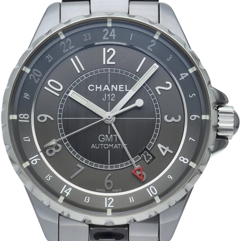 CHANEL J12 CHROMATIC GMT WATCH TITANIUM CERAMIC GRAY WATCH: CHANEL J12 Chromatic GMT Watch Titanium ceramic gray Watch Brand: CHANEL Type/Style: Wristwatch Material: Band Material Titanium ceramic, Case Material Titanium ceramic Color: Dial Color gray Size: Ca