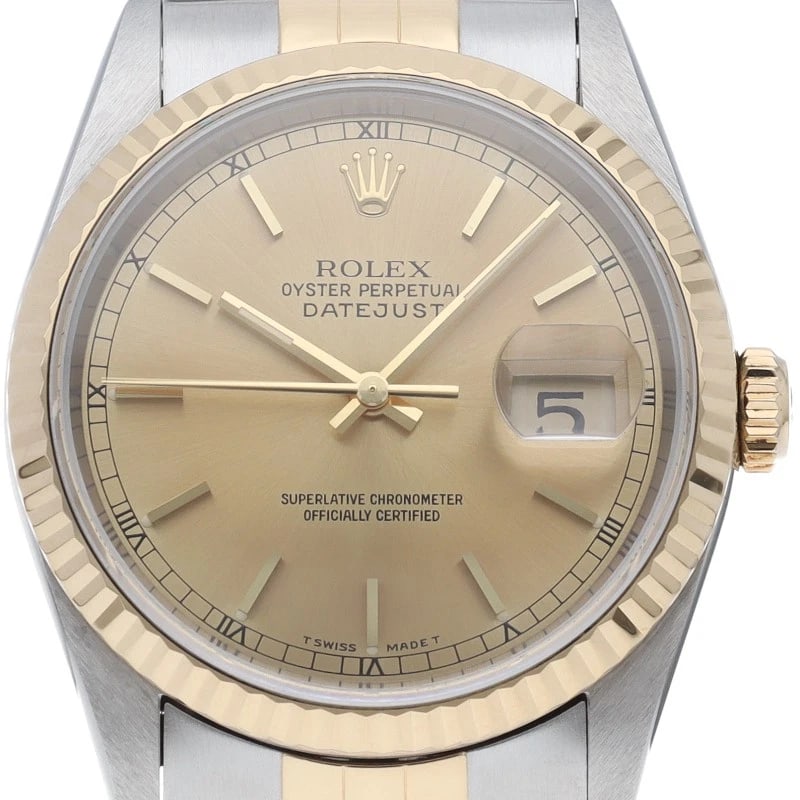 ROLEX DATEJUST K18YG/STAINLESS STEEL WATCH: ROLEx Datejust K18YG/Stainless Steel Watch Brand: ROLEx Type/Style: Wristwatch Material: Band Material Gold / steel, Case Material Gold / steel Color: Dial Color Champagne color Size: Case Diameter(H)