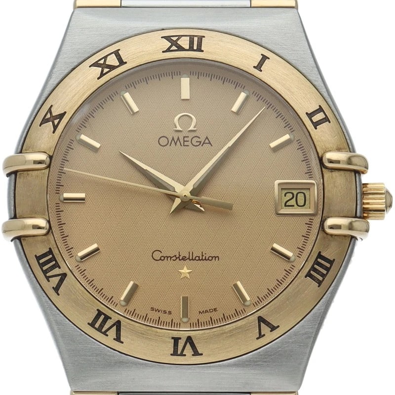 OMEGA CONSTELLATION TWO-TONE K18YG/STAINLESS WATCH: OMEGA Constellation Two-tone K18YG/Stainless Watch Brand: OMEGA Type/Style: Wristwatch Material: Band Material Gold / steel, Case Material Gold / steel Color: Dial Color Champagne color Size: Case