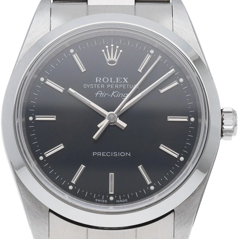 ROLEX AIR KING STAINLESS STEEL BLACK WATCH: ROLEx Air king Stainless Steel black Watch Brand: ROLEx Type/Style: Wristwatch Material: Band Material Stainless steel, Case Material Stainless steel Color: Dial Color black Size: Case Diameter(H):Abo