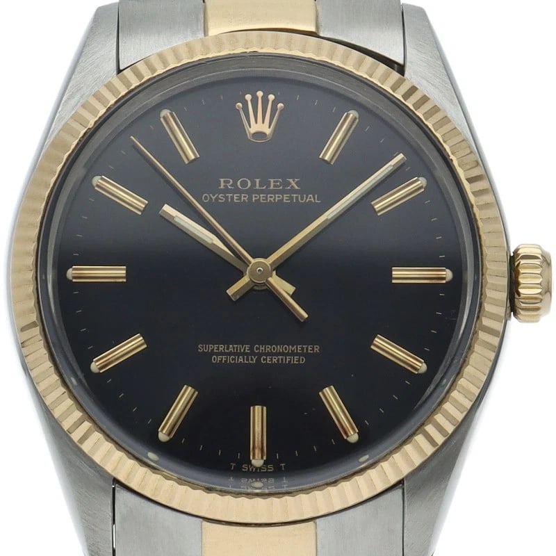 ROLEX OYSTER PERPETUAL TRITIUM ANTIQUE K18YG/STAINLESS WATCH: ROLEx Oyster Perpetual Tritium Antique K18YG/Stainless Watch Brand: ROLEx Type/Style: Wristwatch Material: Band Material Gold / steel, Case Material Gold / steel Color: Dial Color black Size: Case Dia