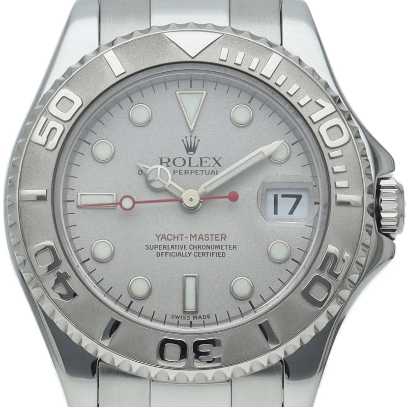 ROLEX YACHTMASTER WATCH ROLESIUM PT/STAINLESS STEEL WATCH: ROLEx Yachtmaster Watch Rolesium PT/Stainless Steel Watch Brand: ROLEx Type/Style: Wristwatch Material: Band Material Stainless steel, Case Material none Color: Dial Color Silver Size: Case Diameter(H