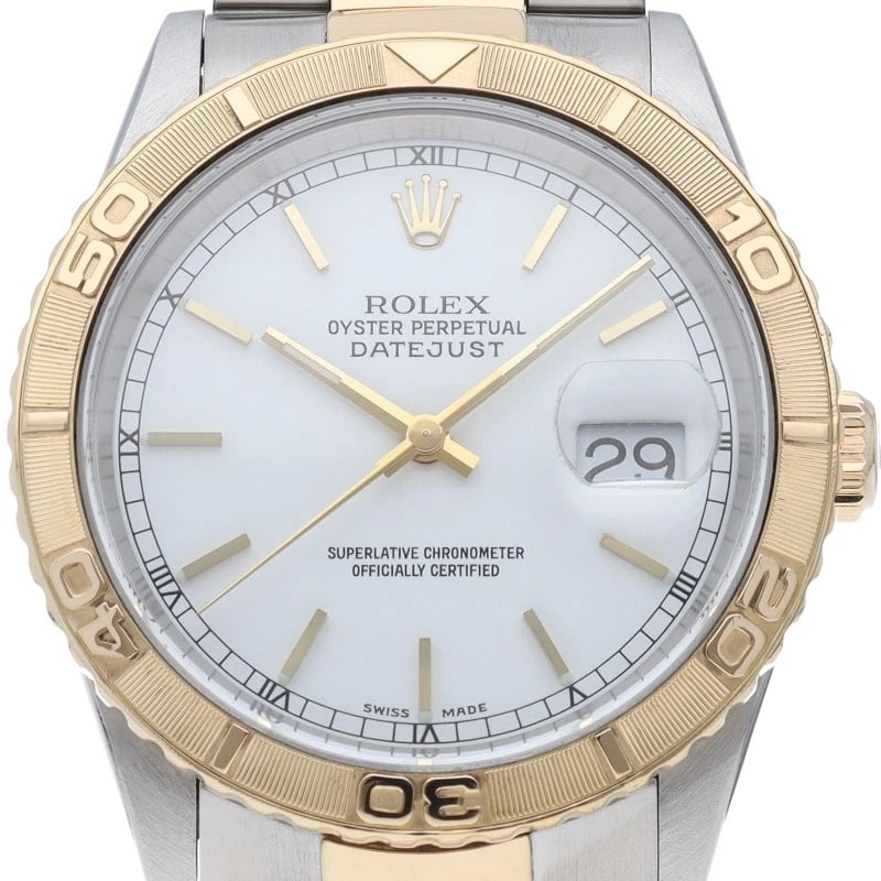 ROLEX DATEJUST OYSTER THUNDERBIRD K18YG/STAINLESS STEEL WATCH: ROLEx Datejust Oyster Thunderbird K18YG/Stainless Steel Watch Brand: ROLEx Type/Style: Wristwatch Material: Band Material Gold / steel, Case Material Gold / steel Color: Dial Color white Size: Case Di