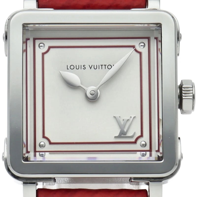 LOUIS VUITTON EMPRISE PM STAINLESS STEEL / LEATHER WATCH: LOUIS VUITTON Emprise PM Stainless Steel / Leather Watch Brand: LOUIS VUITTON Type/Style: Wristwatch Material: Band Material leather, Case Material Stainless steel Color: Dial Color Silver Size: Case 