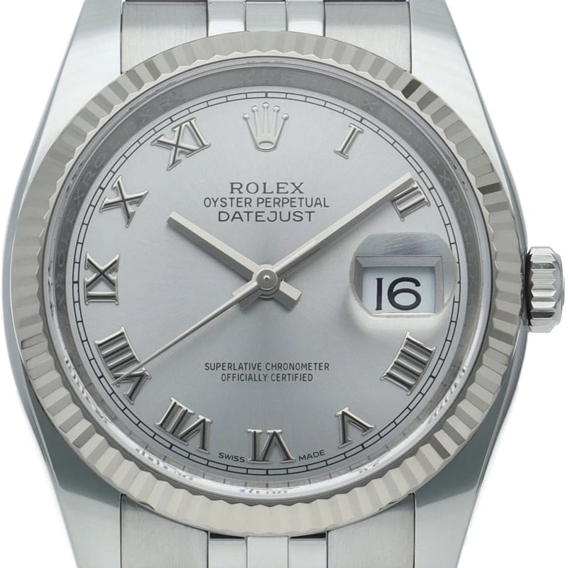 ROLEX DATEJUST 36 JUBILEEK18WG/STAINLESS STEEL WATCH: ROLEx Datejust 36 JubileeK18WG/Stainless Steel Watch Brand: ROLEx Type/Style: Wristwatch Material: Band Material Stainless steel, Case Material Gold / steel Color: Dial Color Silver Size: Case Diamete