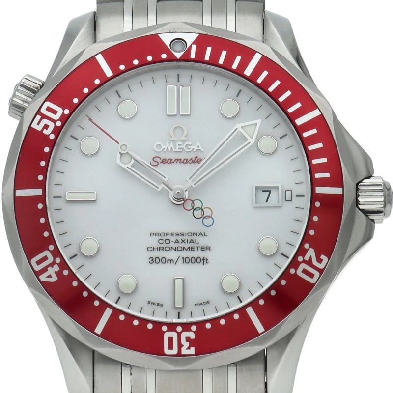 OMEGA SEAMASTER DIVER CO-AXIAL VANCOUVER OLYMPICS WATCH: OMEGA Seamaster Diver Co-Axial Vancouver Olympics Watch Brand: OMEGA Type/Style: Wristwatch Material: Band Material Stainless steel, Case Material Stainless steel Color: Dial Color white Size: Case Di