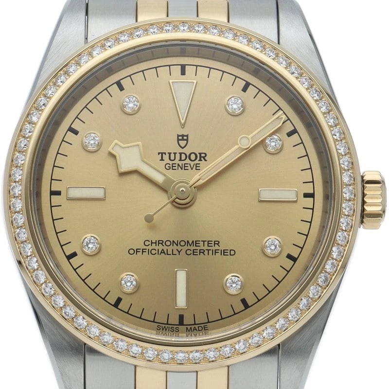 TUDOR BLACK BAY ONE 39 S&G WATCH 8P DIAMOND DIAMOND BEZEL WATCH: TUDOR Black Bay One 39 S&G Watch 8P Diamond Diamond Bezel Watch Brand: TUDOR Type/Style: Wristwatch Material: Band Material Gold / steel, Case Material Gold / steel Color: Dial Color Champagne color S