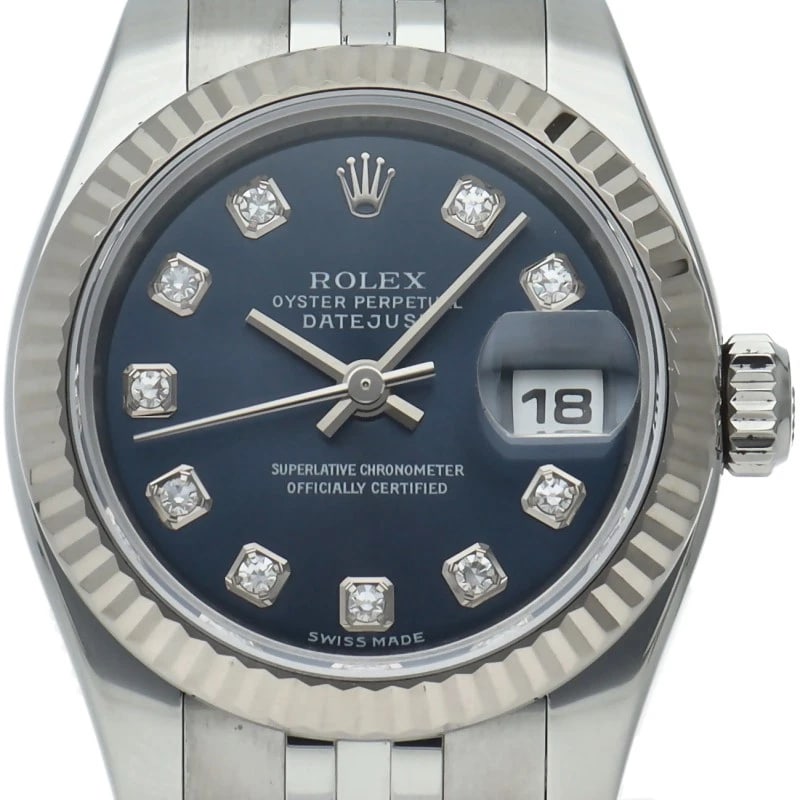 ROLEX DATEJUST 26 JUBILEE DIAMOND K18WG/STAINLE WATCH: ROLEx Datejust 26 Jubilee Diamond K18WG/Stainle Watch Brand: ROLEx Type/Style: Wristwatch Material: Band Material Stainless steel, Case Material Gold / steel Color: Dial Color blue Size: Case