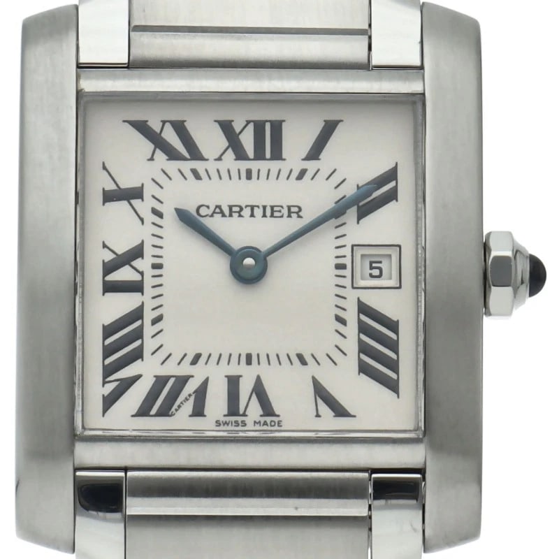 CARTIER TANK FRANCAISE MM DATE WATCH STAINLESS STEEL WATCH: CARTIER Tank Francaise MM Date Watch Stainless Steel Watch Brand: CARTIER Type/Style: Wristwatch Material: Band Material Stainless steel, Case Material Stainless steel Color: Dial Color white Size: