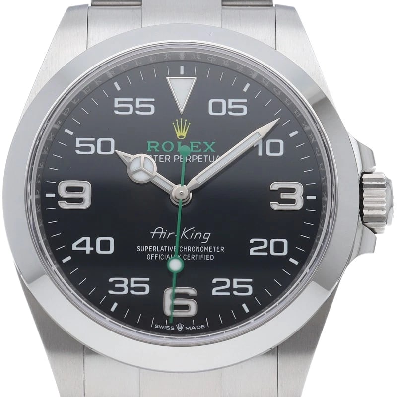 ROLEX AIR KING WATCH =STAINLESS STEEL BLACK WATCH: ROLEx Air King Watch =Stainless Steel black Watch Brand: ROLEx Type/Style: Wristwatch Material: Band Material Stainless steel, Case Material Stainless steel Color: Dial Color black Size: Case Diameter