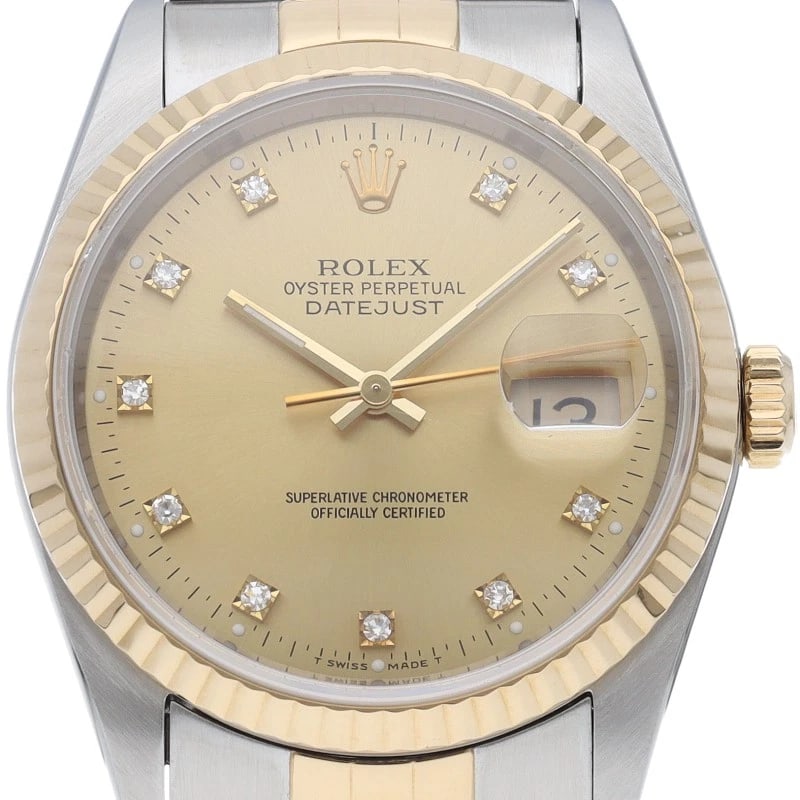 ROLEX DATEJUST DIAMOND OVERHAULED WATCH: ROLEx Datejust diamond Overhauled Watch Brand: ROLEx Type/Style: Wristwatch Material: Band Material Gold / steel, Case Material Gold / steel Color: Dial Color Champagne color Size: Case