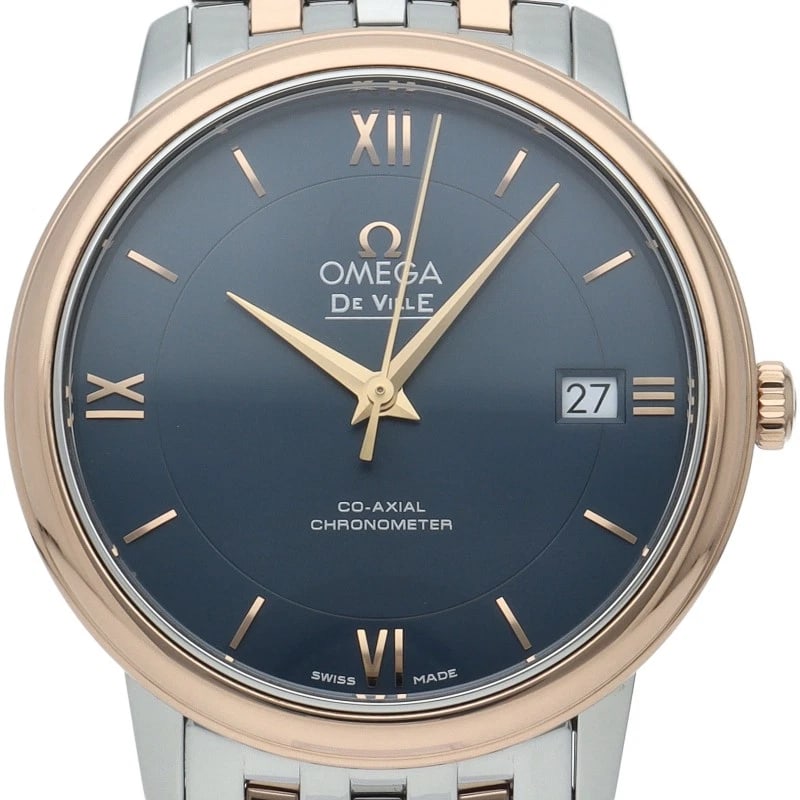 OMEGA DE VILLE PRESTIGE CO-AXIAL CHRONOMETER WATCH: OMEGA De Ville Prestige Co-Axial Chronometer Watch Brand: OMEGA Type/Style: Wristwatch Material: Band Material Gold / steel, Case Material Gold / steel Color: Dial Color blue Size: Case Diameter(H):Ab